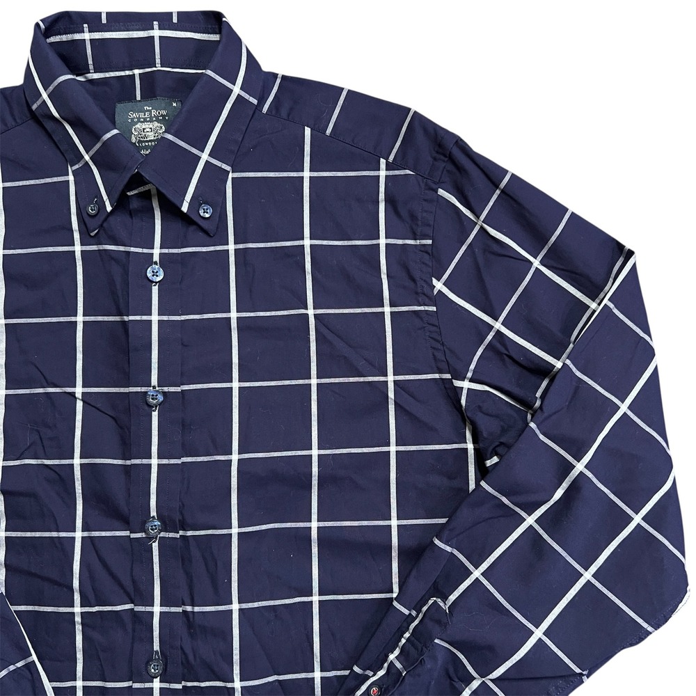 Savile Row Company London‎ Mens Slim Fit Button Down Shirt Grid Pattern M
